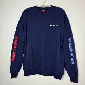 STAUD Saint Tropez Navy Blue Graphic Sweater
